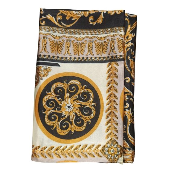 Gold Baroque Square Scarf 100% Polyester Black & Gold Accents  35"x35" - Picture 12 of 12